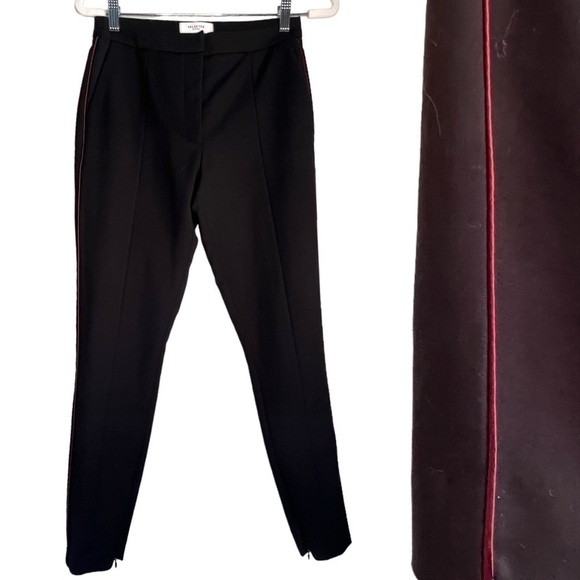 ASOS Selected Femme Muse Pipping MW Cropped Pant  Black/Red Pipping Size 36 - Picture 4 of 14